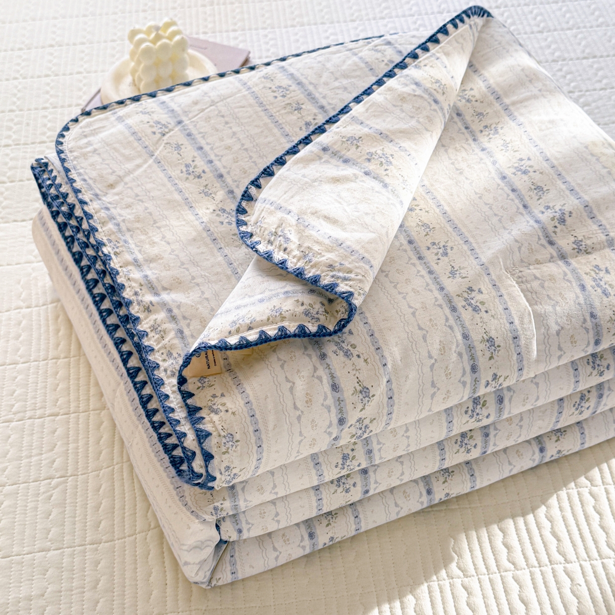 雅萱家纺 2026新款印花双面全棉棉花夏被 海盐碎花