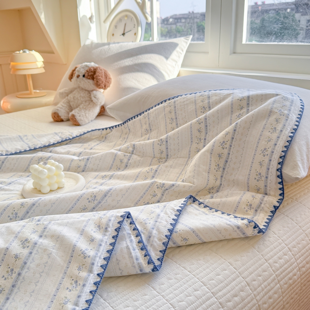 91家纺网 家纺一手货源 找家纺 雅萱家纺 2026新款印花双面全棉棉花夏被 海盐碎花