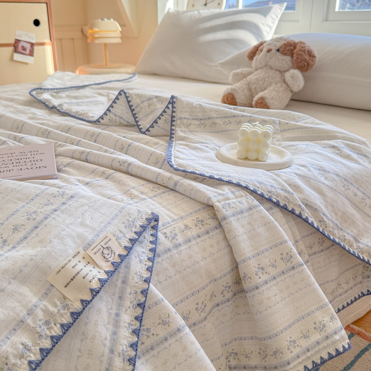 91家纺网 家纺一手货源 找家纺 雅萱家纺 2026新款印花双面全棉棉花夏被 海盐碎花