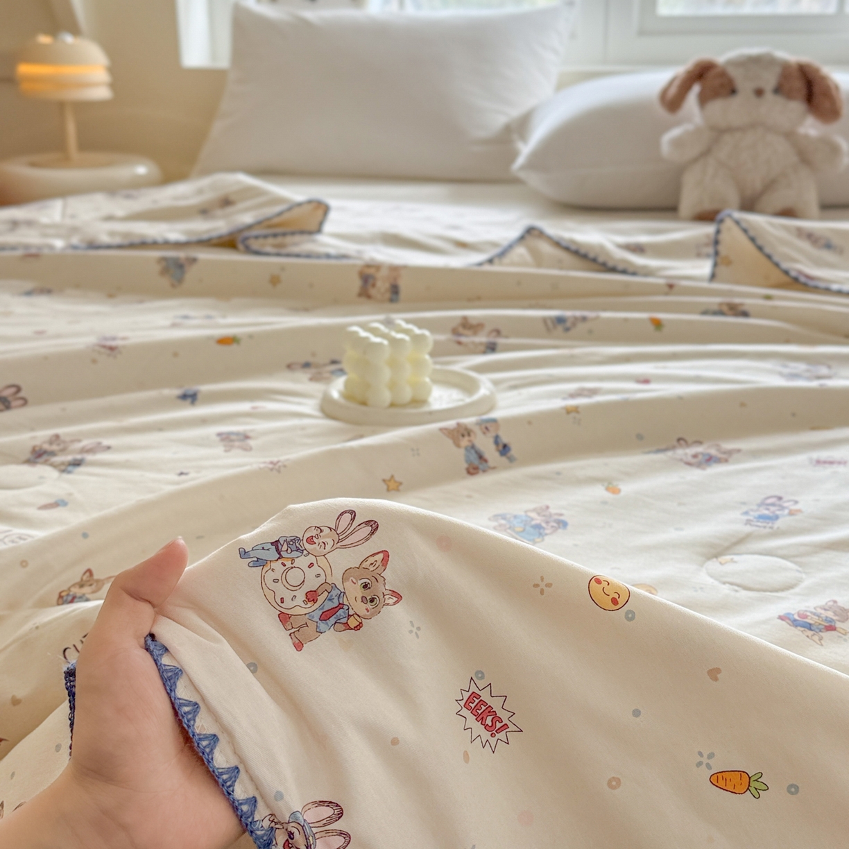 91家纺网 家纺一手货源 找家纺 雅萱家纺 2026新款印花双面全棉棉花夏被 胡萝卜免的派对