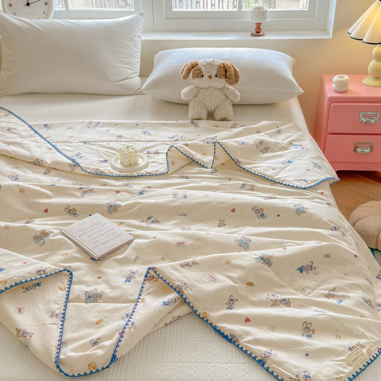 91家纺网 家纺一手货源 找家纺 雅萱家纺 2026新款印花双面全棉棉花夏被 胡萝卜免的派对