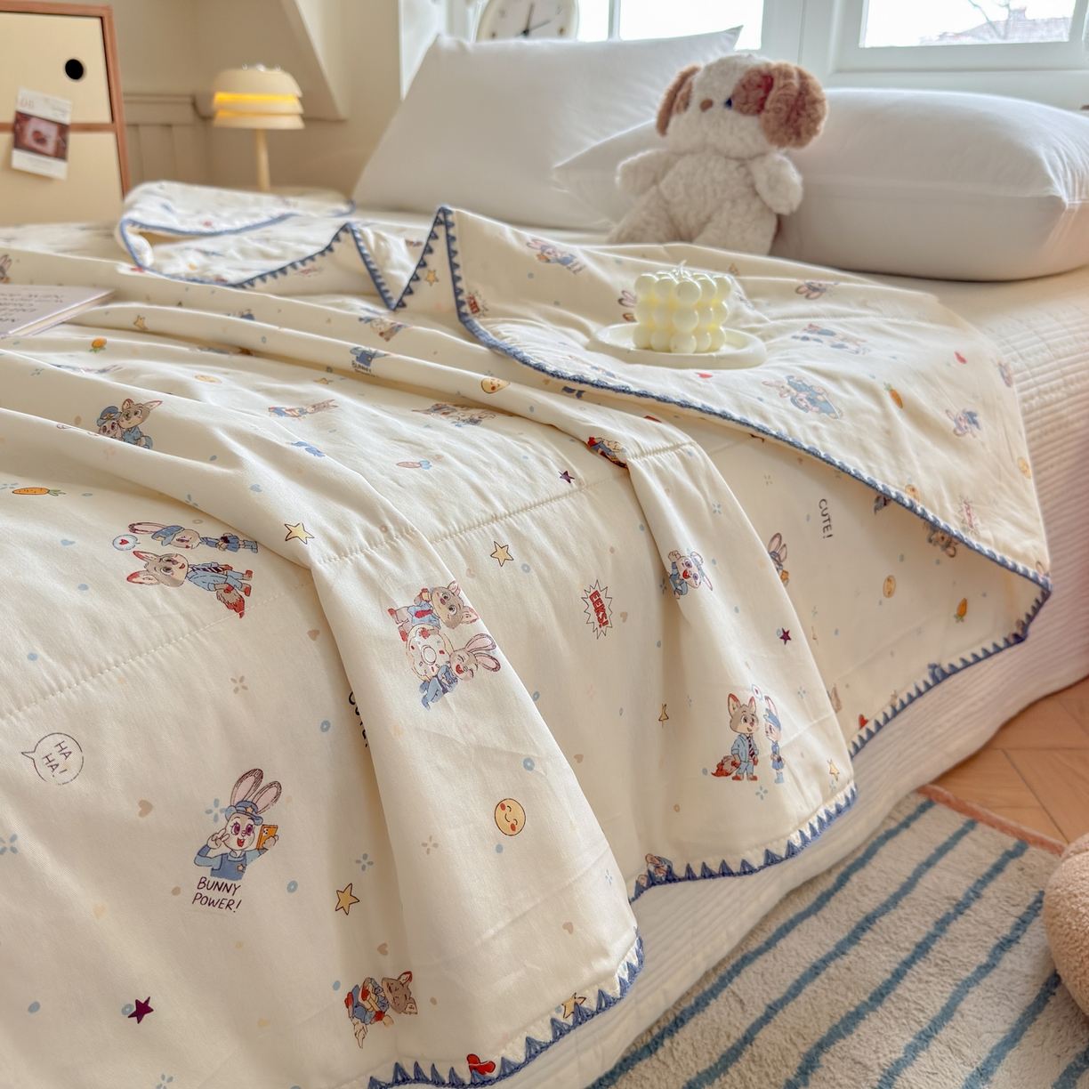 91家纺网 家纺一手货源 找家纺 雅萱家纺 2026新款印花双面全棉棉花夏被 胡萝卜免的派对