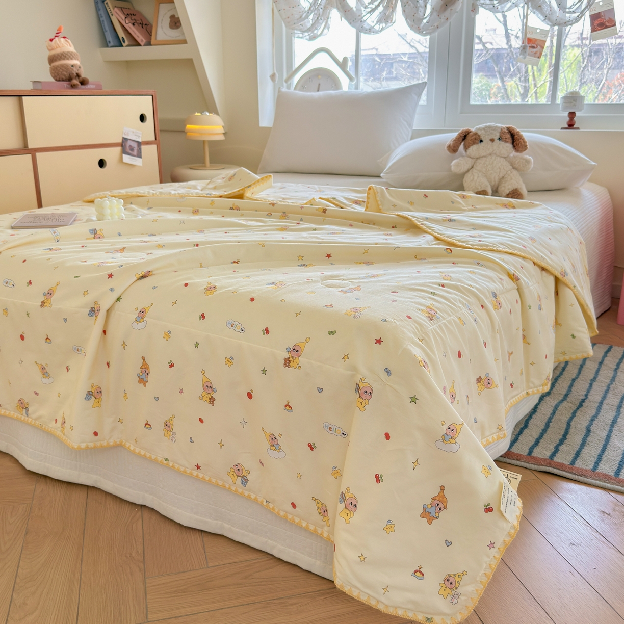 91家纺网 家纺一手货源 找家纺 雅萱家纺 2026新款印花双面全棉棉花夏被 奶油星人