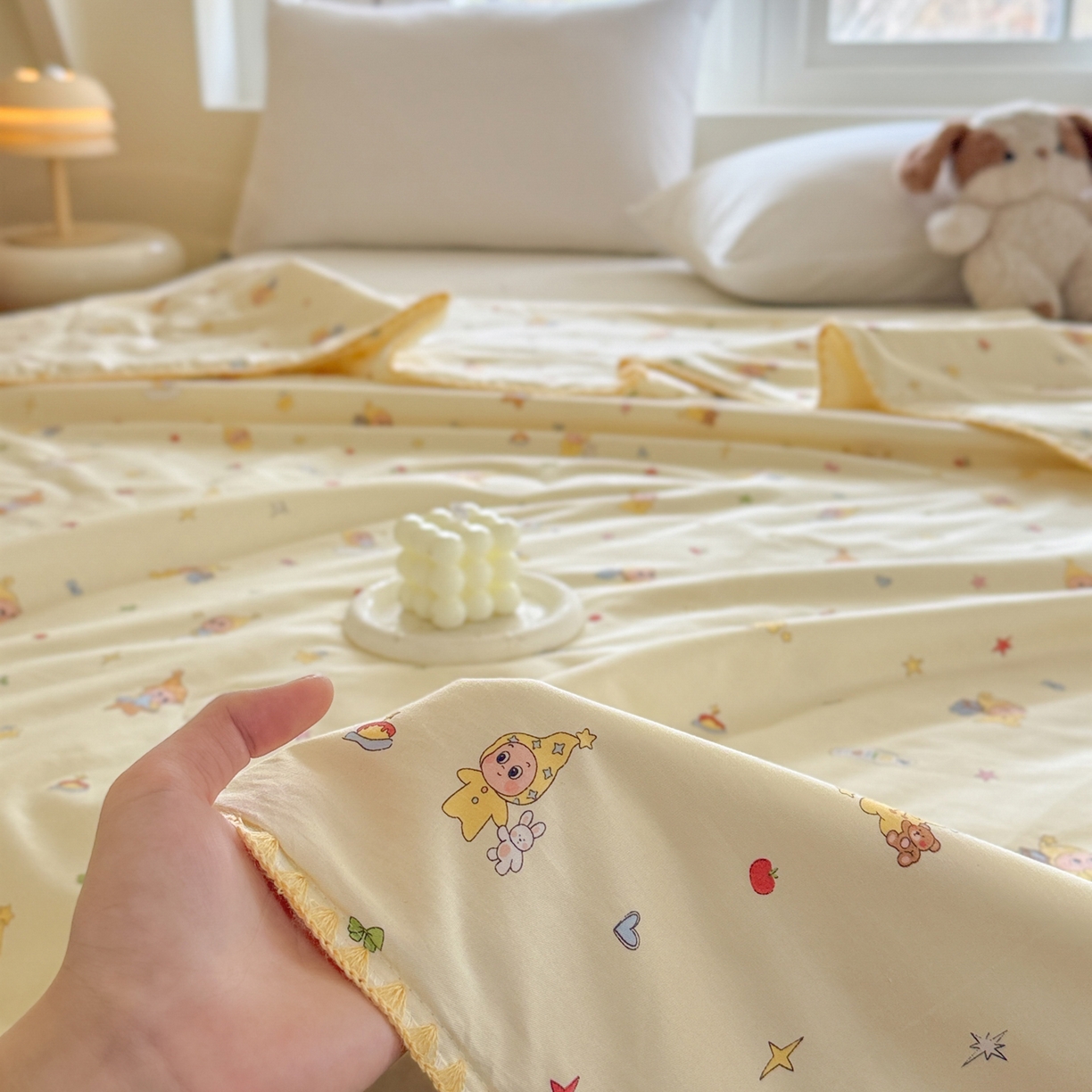 91家纺网 家纺一手货源 找家纺 雅萱家纺 2026新款印花双面全棉棉花夏被 奶油星人