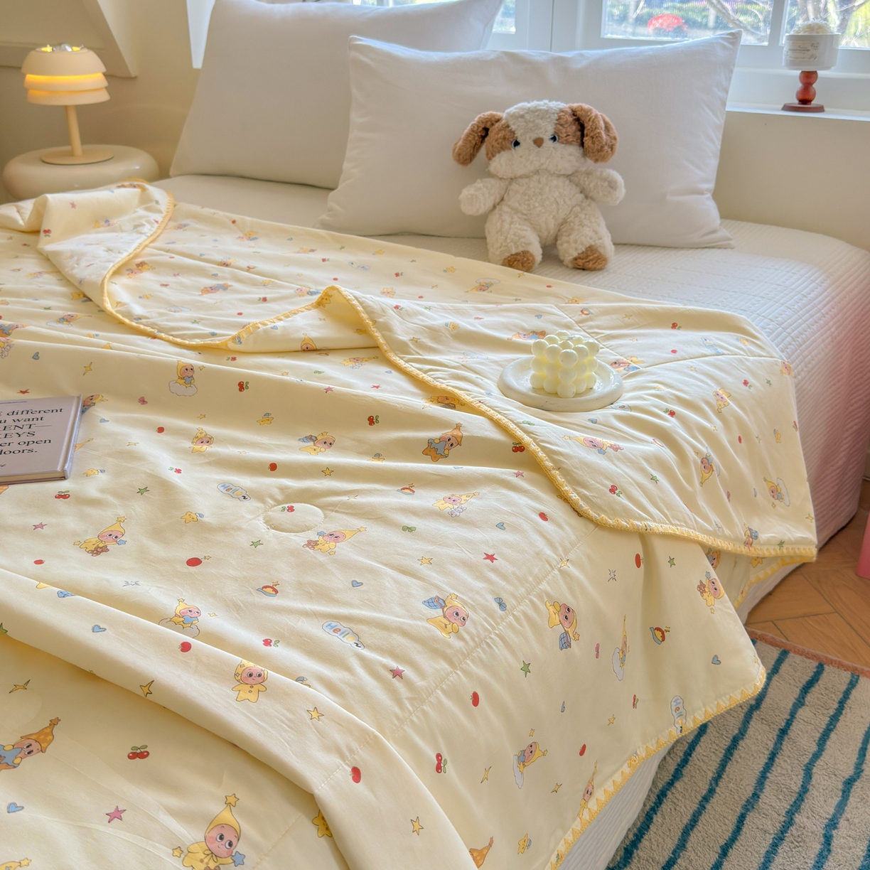 91家纺网 家纺一手货源 找家纺 雅萱家纺 2026新款印花双面全棉棉花夏被 奶油星人