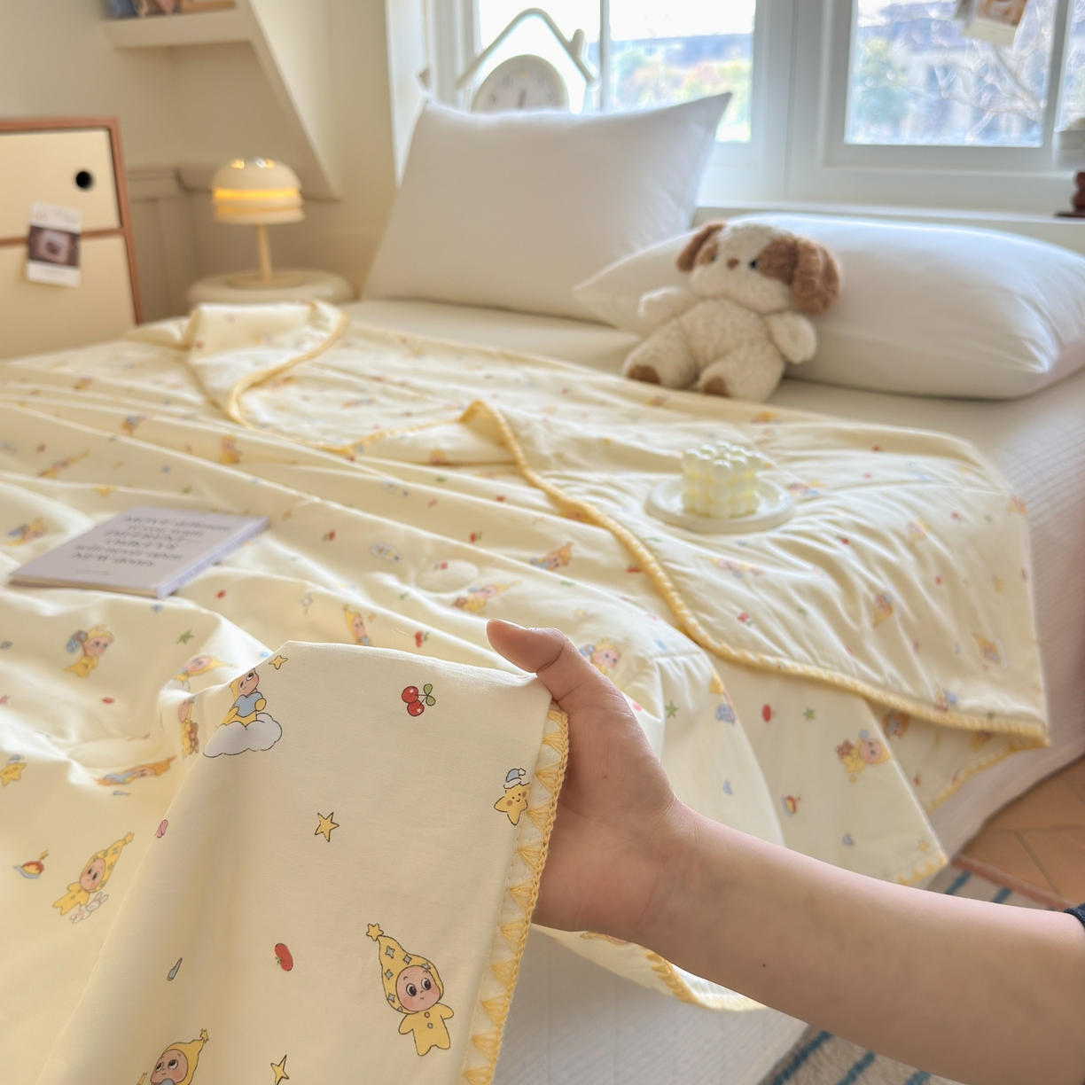 91家纺网 家纺一手货源 找家纺 雅萱家纺 2026新款印花双面全棉棉花夏被 奶油星人