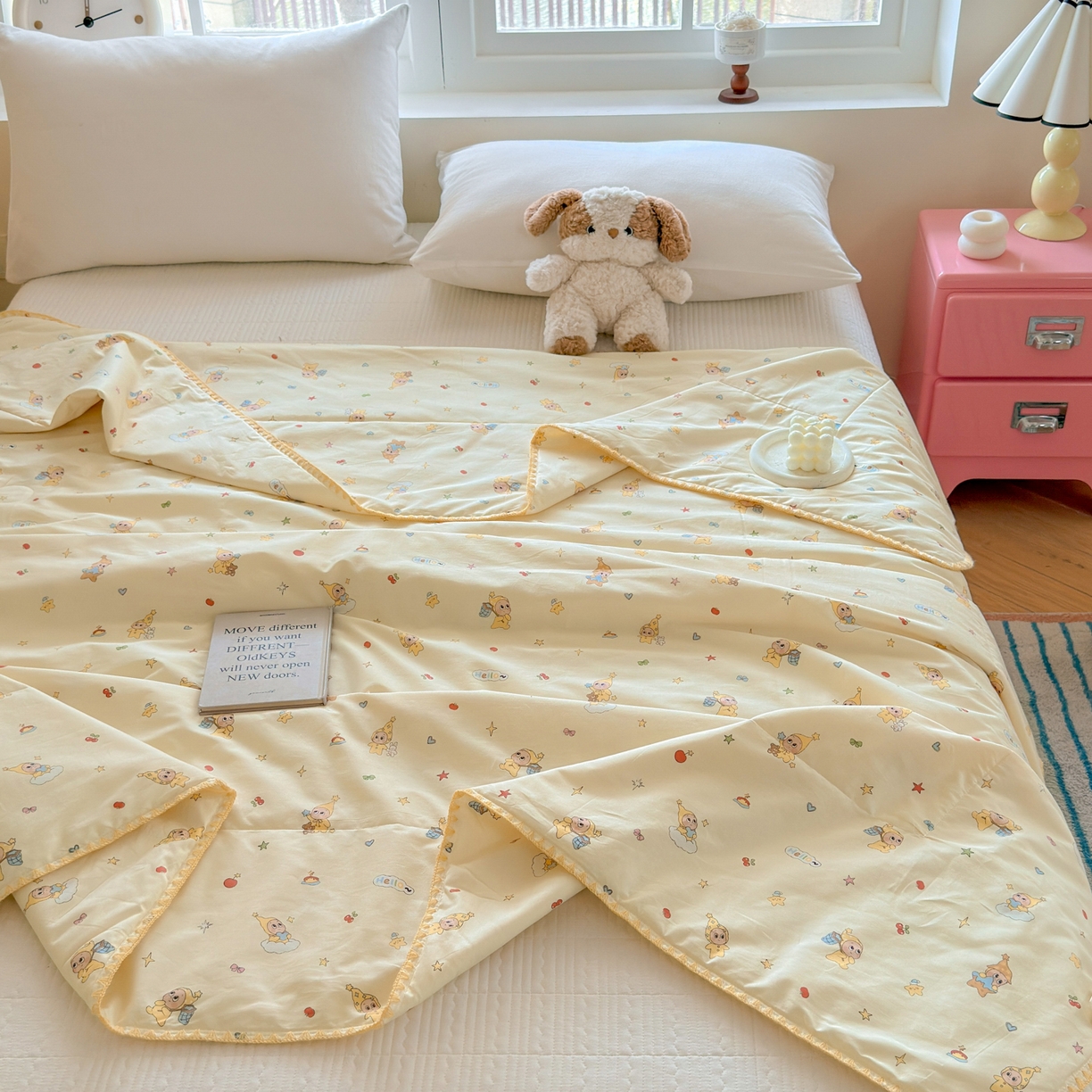 91家纺网 家纺一手货源 找家纺 雅萱家纺 2026新款印花双面全棉棉花夏被 奶油星人