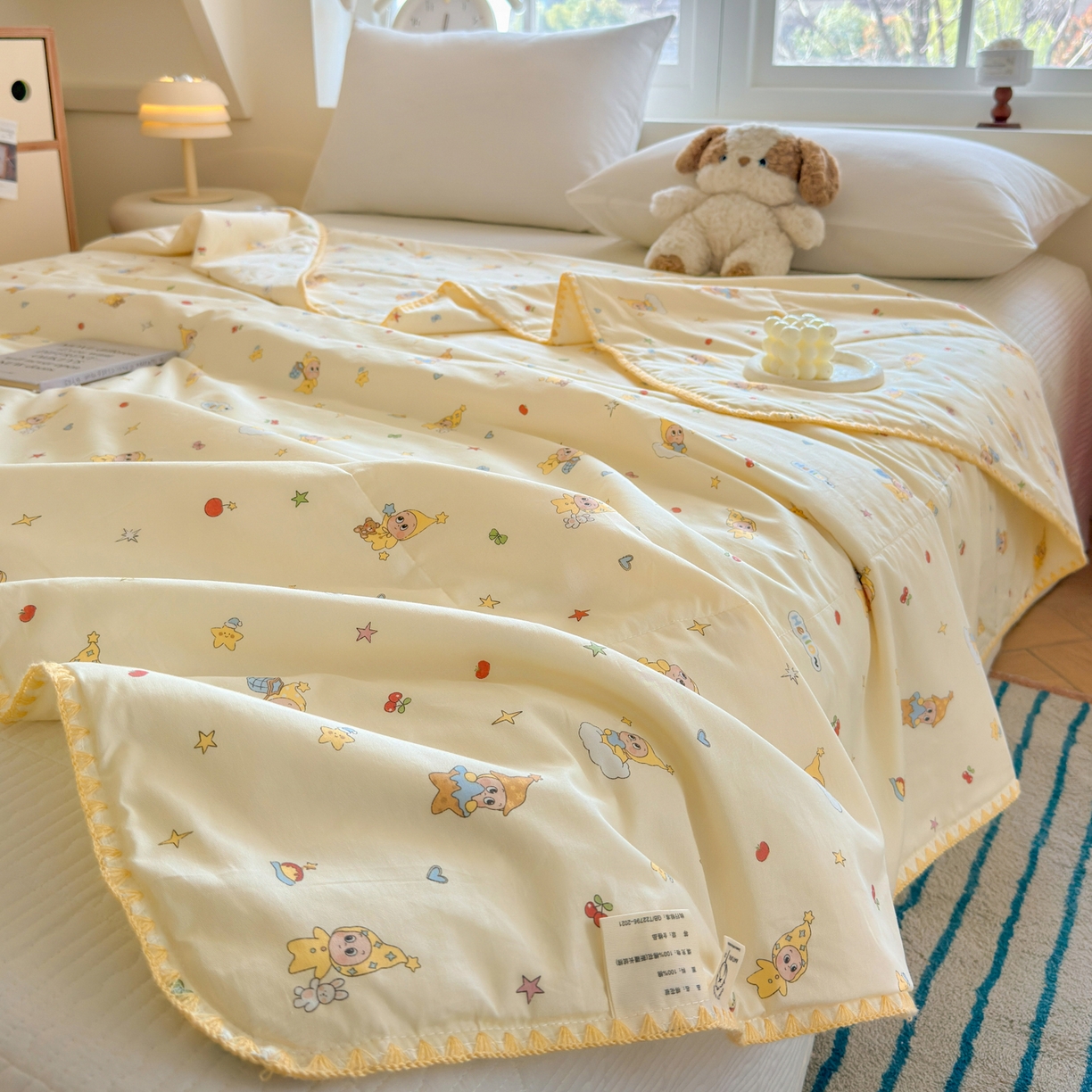 91家纺网 家纺一手货源 找家纺 雅萱家纺 2026新款印花双面全棉棉花夏被 奶油星人