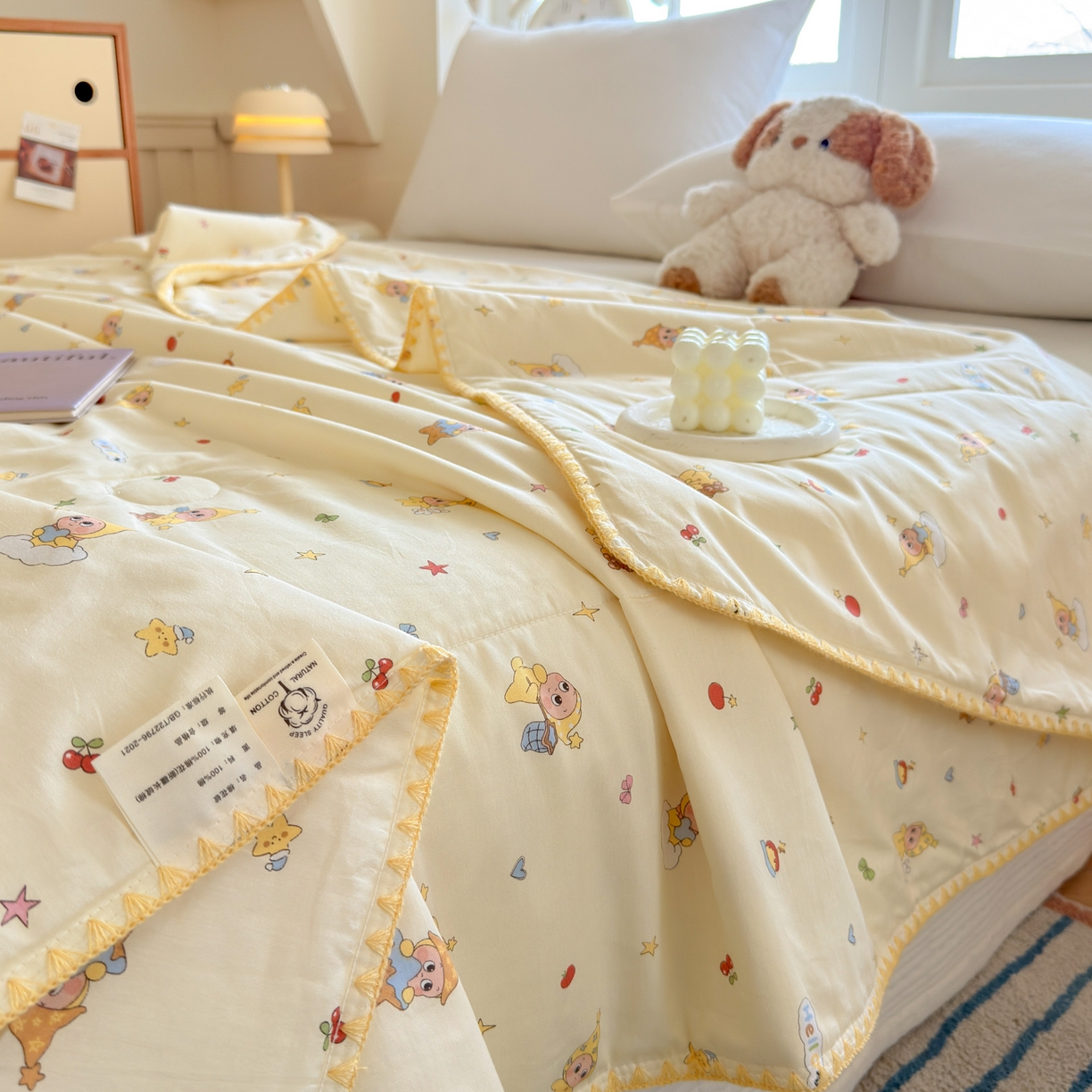 91家纺网 家纺一手货源 找家纺 雅萱家纺 2026新款印花双面全棉棉花夏被 奶油星人