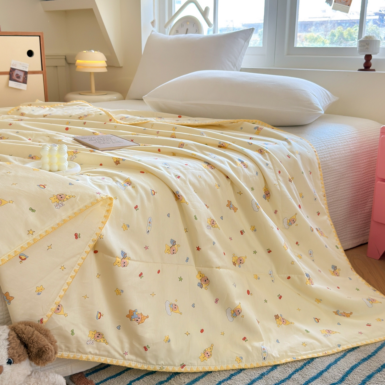 91家纺网 家纺一手货源 找家纺 雅萱家纺 2026新款印花双面全棉棉花夏被 奶油星人