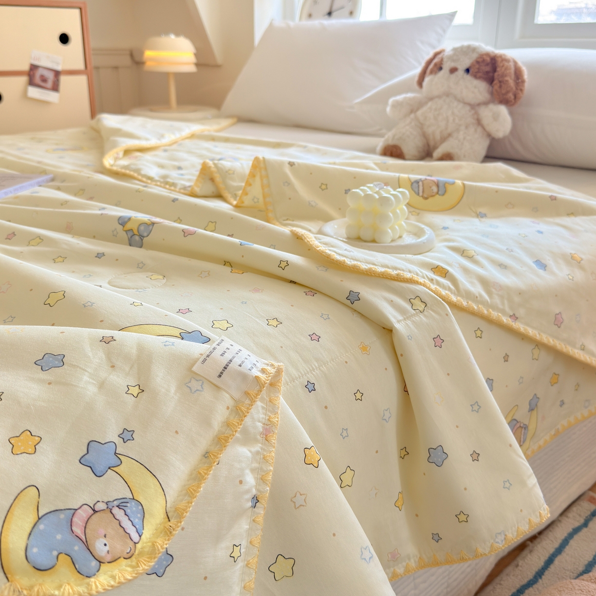 91家纺网 家纺一手货源 找家纺 雅萱家纺 2026新款印花双面全棉棉花夏被 摘星小熊