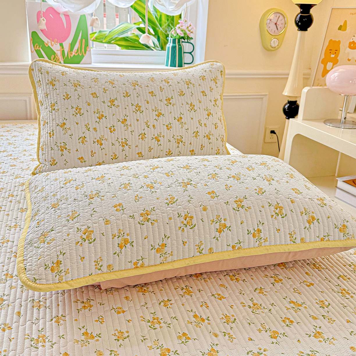 91家纺网 家纺一手货源 找家纺 恒尚居 2026新款云感皱皱纱床盖花边床单双层纱床盖三件套-四季款 花边款-春日繁花