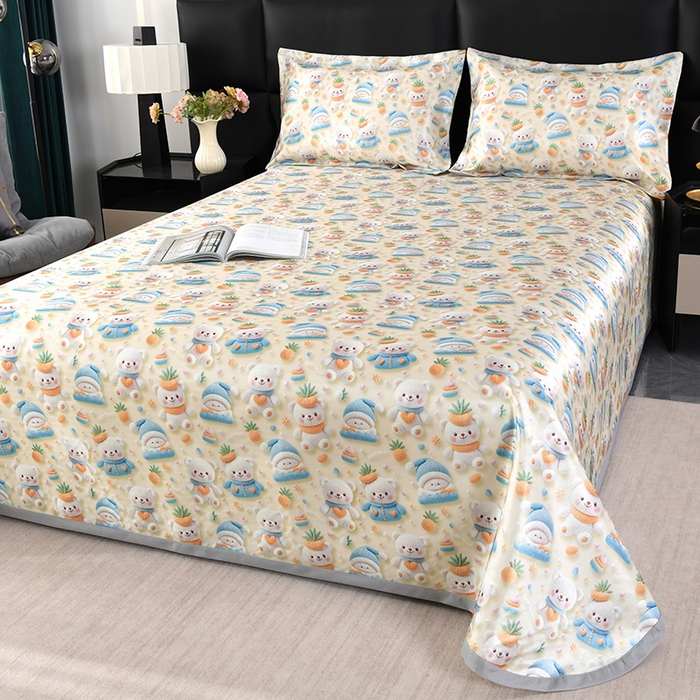 91家纺网 家纺一手货源 找家纺 （总）绒品壹家家纺 2026新款立体数码印花凉感丝冰丝席软凉席席子三件套