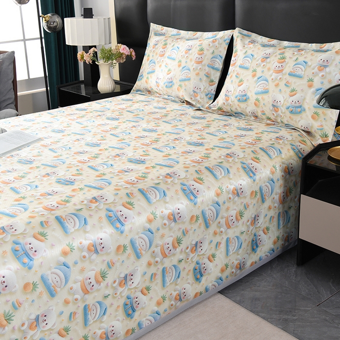 91家纺网 家纺一手货源 找家纺 （总）绒品壹家家纺 2026新款立体数码印花凉感丝冰丝席软凉席席子三件套