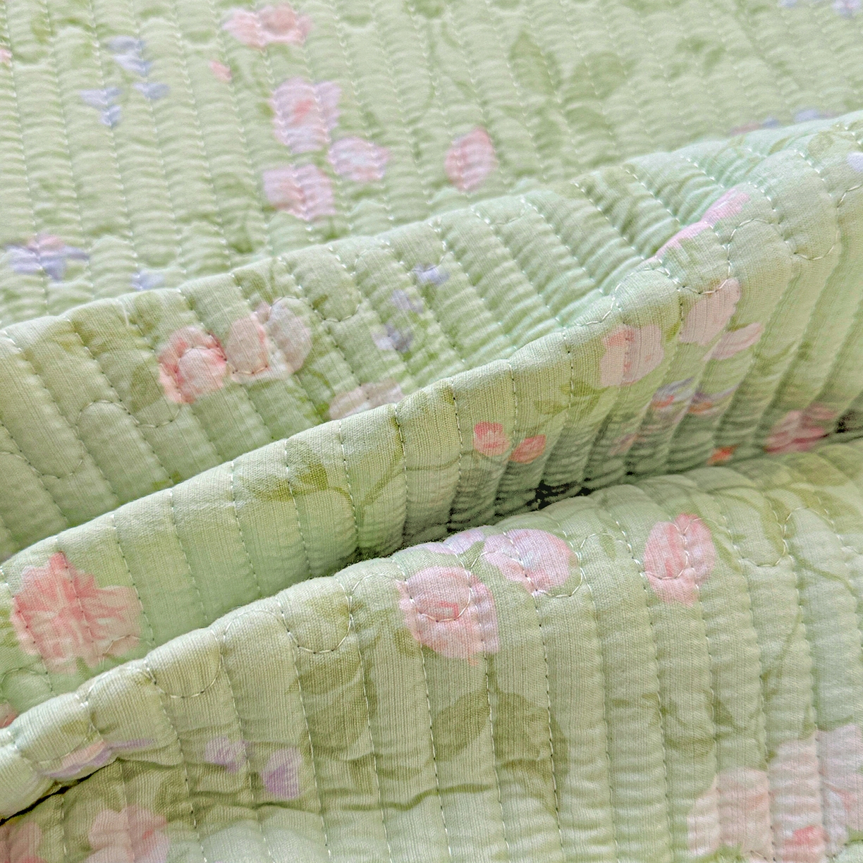 91家纺网 家纺一手货源 找家纺 恒尚居 2026新款云感皱皱纱床盖花边床单双层纱床盖三件套-四季款 花边款-美丽心情