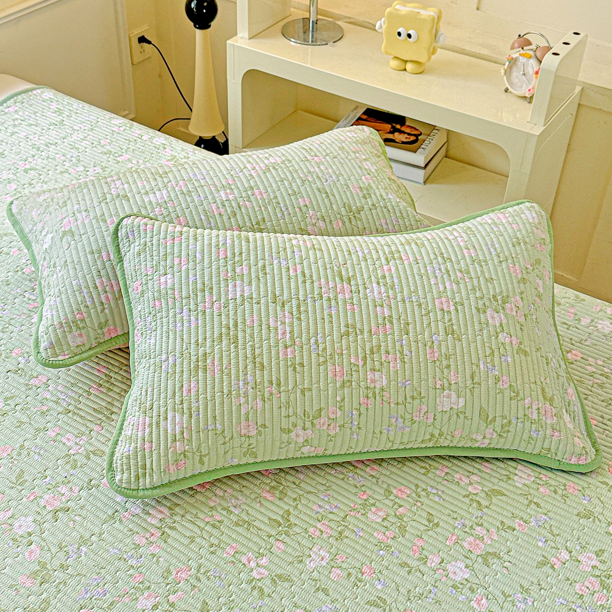 91家纺网 家纺一手货源 找家纺 恒尚居 2026新款云感皱皱纱床盖花边床单双层纱床盖三件套-四季款 花边款-美丽心情