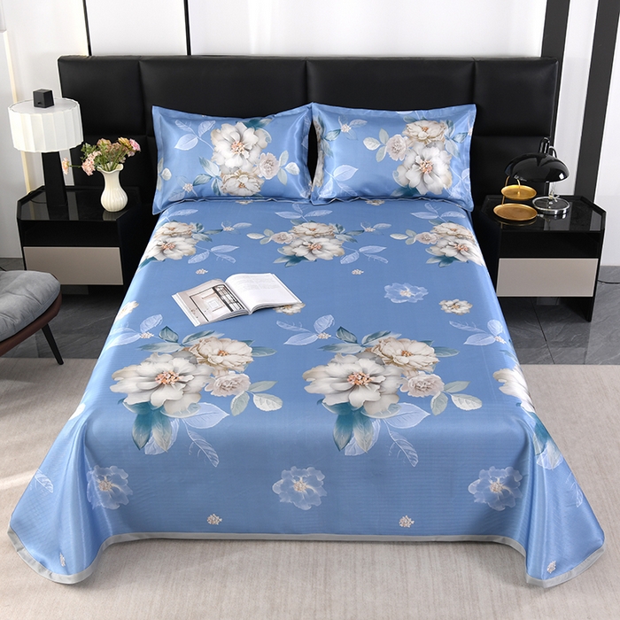 91家纺网 家纺一手货源 找家纺 （总）绒品壹家家纺 2026新款立体数码印花凉感丝冰丝席软凉席席子三件套