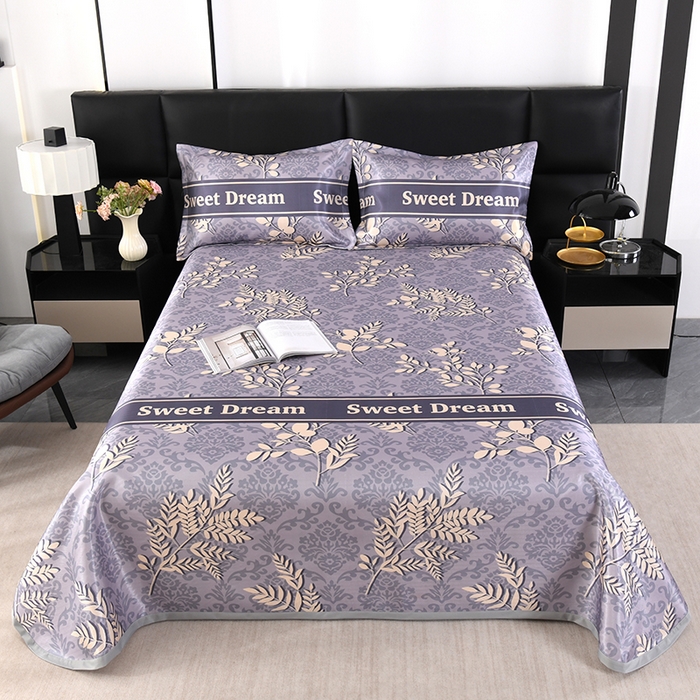 91家纺网 家纺一手货源 找家纺 （总）绒品壹家家纺 2026新款立体数码印花凉感丝冰丝席软凉席席子三件套