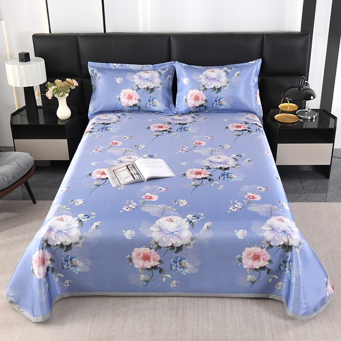 91家纺网 家纺一手货源 找家纺 （总）绒品壹家家纺 2026新款立体数码印花凉感丝冰丝席软凉席席子三件套