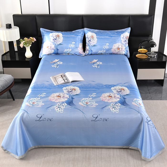 91家纺网 家纺一手货源 找家纺 （总）绒品壹家家纺 2026新款立体数码印花凉感丝冰丝席软凉席席子三件套