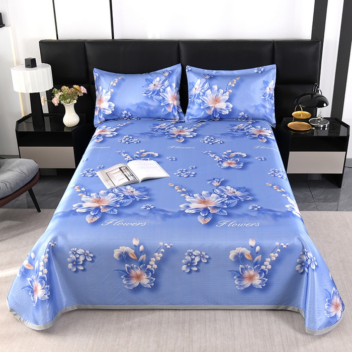 91家纺网 家纺一手货源 找家纺 （总）绒品壹家家纺 2026新款立体数码印花凉感丝冰丝席软凉席席子三件套