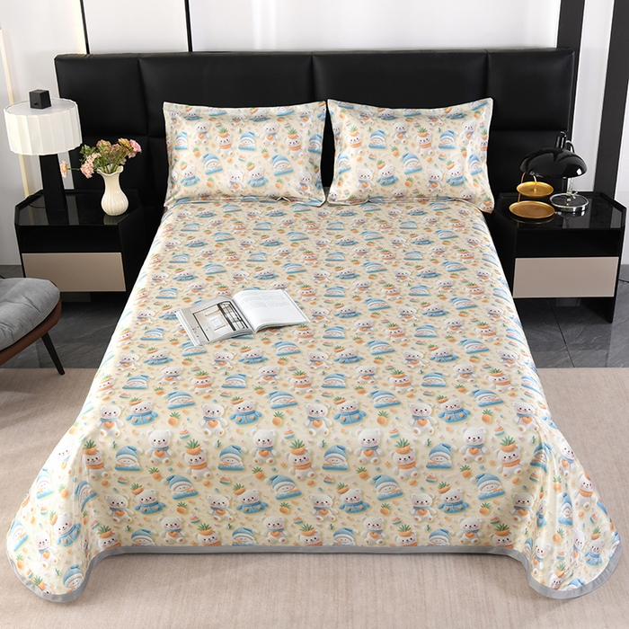 91家纺网 家纺一手货源 找家纺 （总）绒品壹家家纺 2026新款立体数码印花凉感丝冰丝席软凉席席子三件套