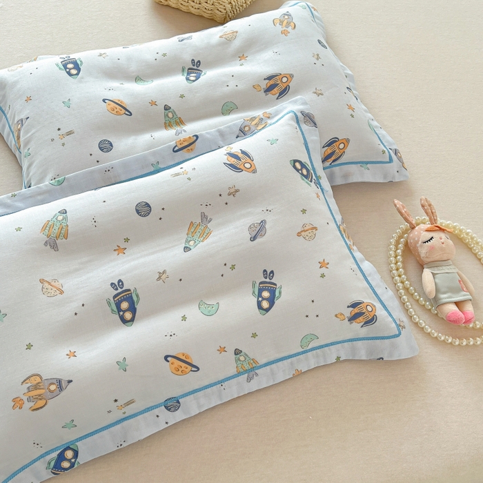 91家纺网 家纺一手货源 找家纺 （总）百寐 2026新款母婴A类双层棉纱枕套婴幼儿卡通宝宝枕套子母信封枕套