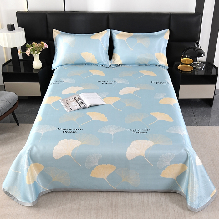 91家纺网 家纺一手货源 找家纺 （总）绒品壹家家纺 2026新款立体数码印花凉感丝冰丝席软凉席席子三件套