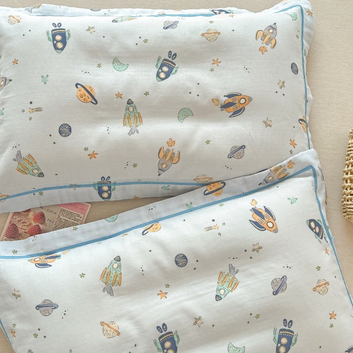 91家纺网 家纺一手货源 找家纺 （总）百寐 2026新款母婴A类双层棉纱枕套婴幼儿卡通宝宝枕套子母信封枕套