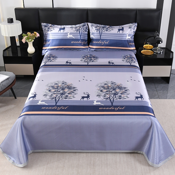 91家纺网 家纺一手货源 找家纺 （总）绒品壹家家纺 2026新款立体数码印花凉感丝冰丝席软凉席席子三件套