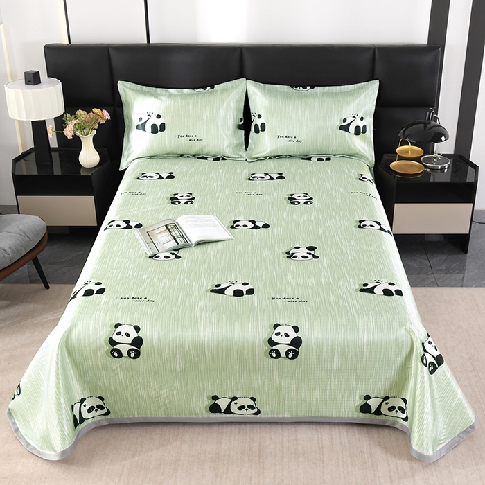 91家纺网 家纺一手货源 找家纺 （总）绒品壹家家纺 2026新款立体数码印花凉感丝冰丝席软凉席席子三件套