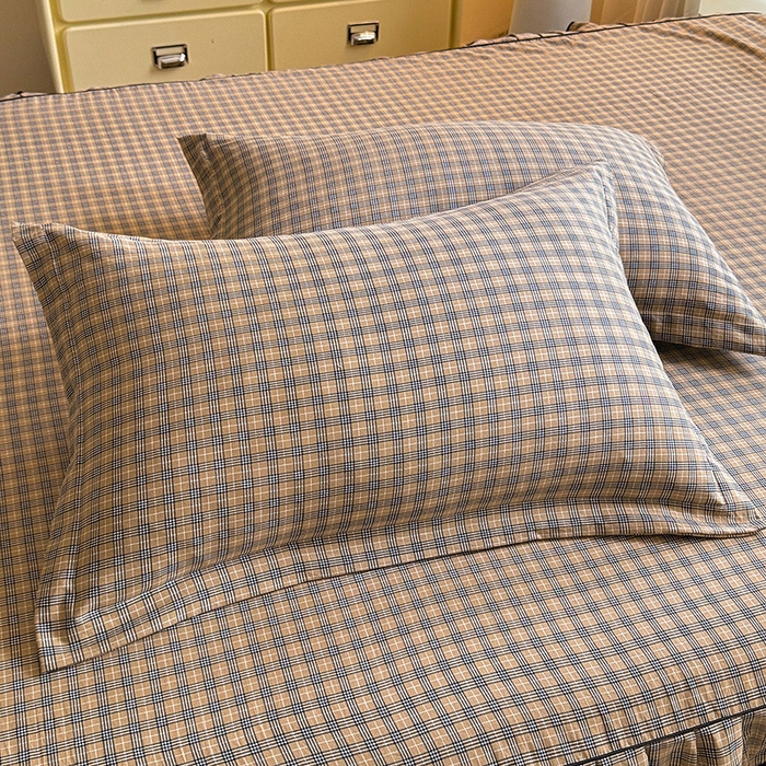 91家纺网 家纺一手货源 找家纺 优家居 2026新款A类水洗棉床裙单件三件套皱皱纱韩版公主风花边床罩直播爆款外贸定制 巴宝格-咖