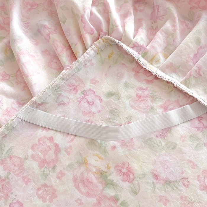 91家纺网 家纺一手货源 找家纺 优家居 2026新款A类水洗棉床裙单件三件套皱皱纱韩版公主风花边床罩直播爆款外贸定制 欧若拉