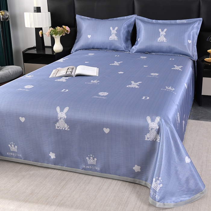 91家纺网 家纺一手货源 找家纺 绒品壹家家纺 2026新款立体数码印花凉感丝冰丝席软凉席席子三件套 暴力兔