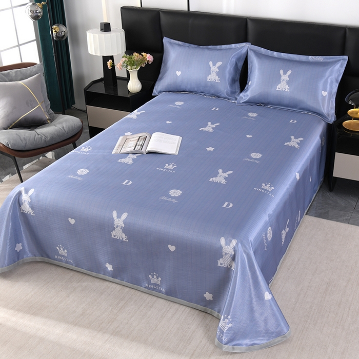 91家纺网 家纺一手货源 找家纺 绒品壹家家纺 2026新款立体数码印花凉感丝冰丝席软凉席席子三件套 暴力兔