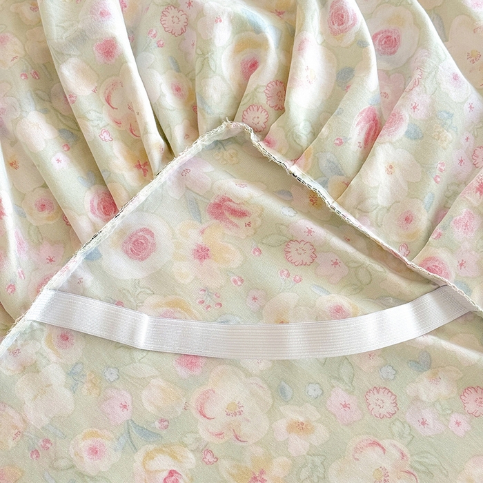 91家纺网 家纺一手货源 找家纺 优家居 2026新款A类水洗棉床裙单件三件套皱皱纱韩版公主风花边床罩直播爆款外贸定制 海棠花颂