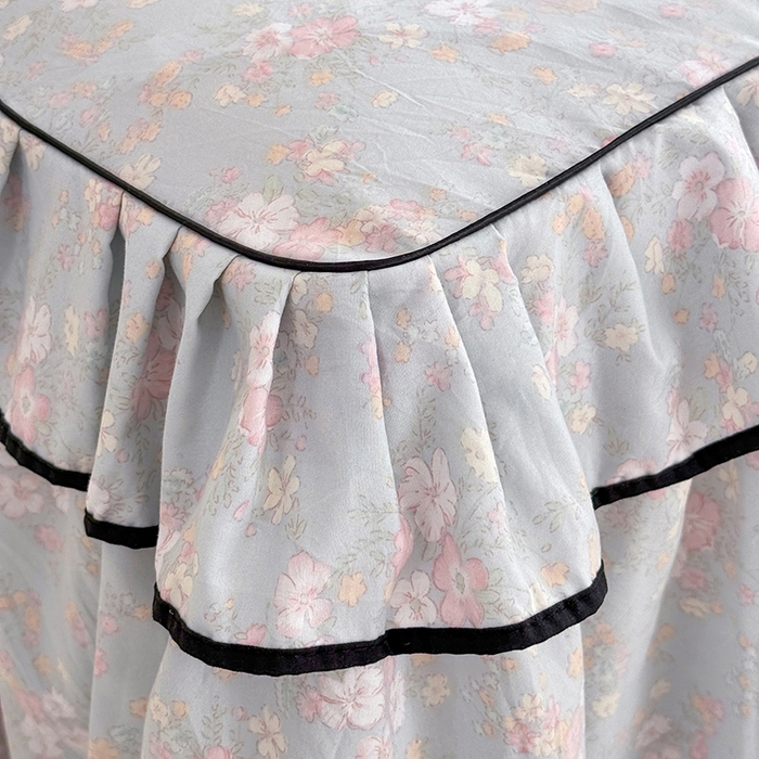 91家纺网 家纺一手货源 找家纺 优家居 2026新款A类水洗棉床裙单件三件套皱皱纱韩版公主风花边床罩直播爆款外贸定制 小苍蓝