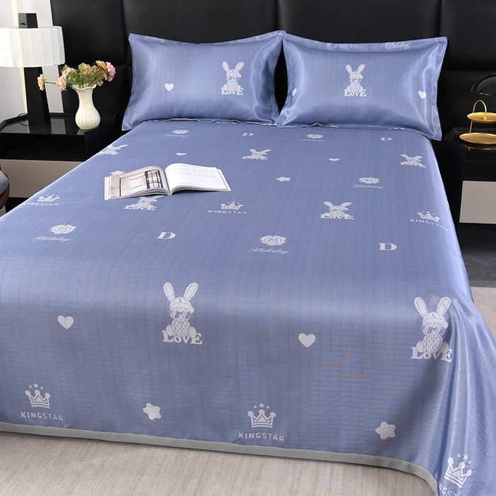 91家纺网 家纺一手货源 找家纺 绒品壹家家纺 2026新款立体数码印花凉感丝冰丝席软凉席席子三件套 暴力兔