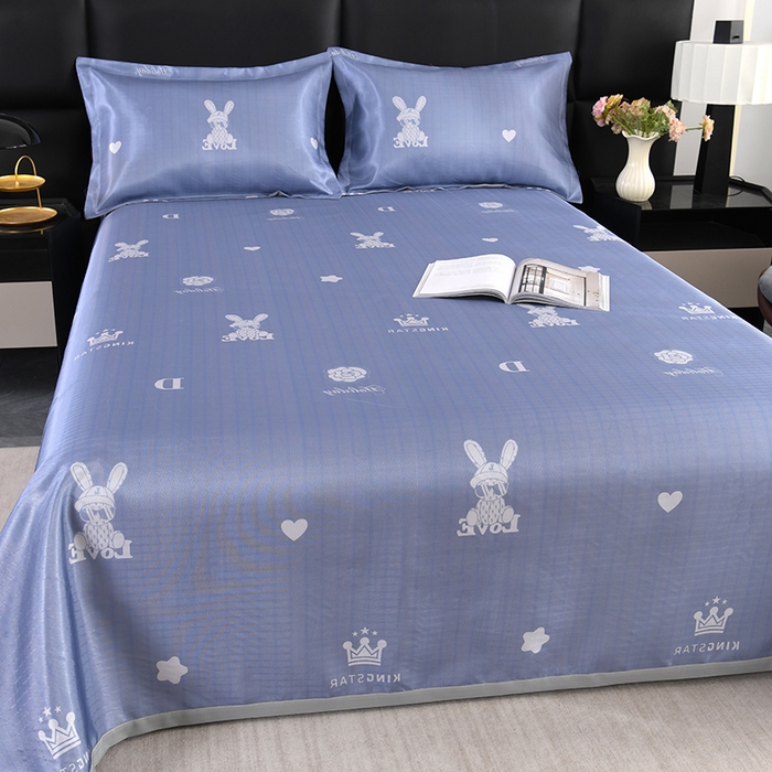 91家纺网 家纺一手货源 找家纺 绒品壹家家纺 2026新款立体数码印花凉感丝冰丝席软凉席席子三件套 暴力兔