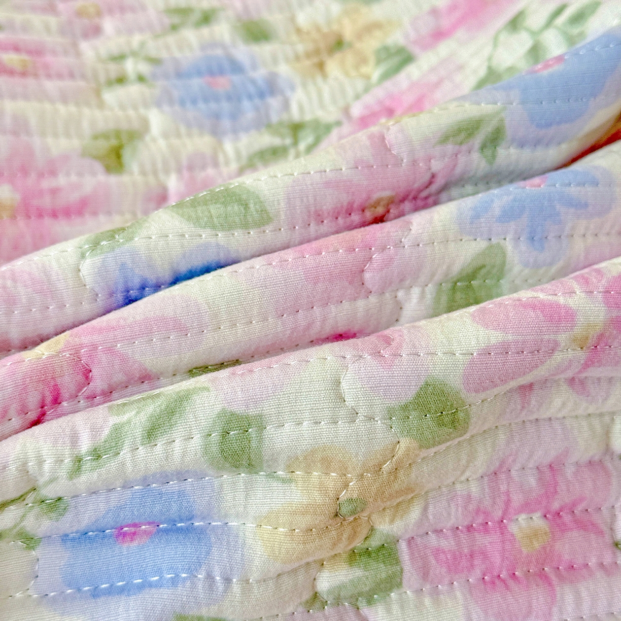 91家纺网 家纺一手货源 找家纺 恒尚居 2026新款云感皱皱纱床盖花边床单双层纱床盖三件套-四季款 花边款-蔷薇