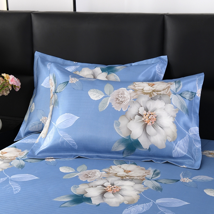 91家纺网 家纺一手货源 找家纺 绒品壹家家纺 2026新款立体数码印花凉感丝冰丝席软凉席席子三件套 晨园幽香