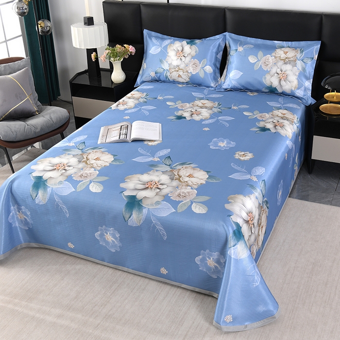 91家纺网 家纺一手货源 找家纺 绒品壹家家纺 2026新款立体数码印花凉感丝冰丝席软凉席席子三件套 晨园幽香