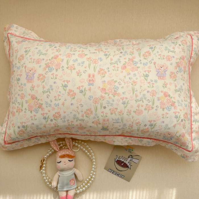 91家纺网 家纺一手货源 找家纺 百寐 2026新款母婴A类双层棉纱枕套婴幼儿卡通宝宝枕套子母信封枕套 花花小兔