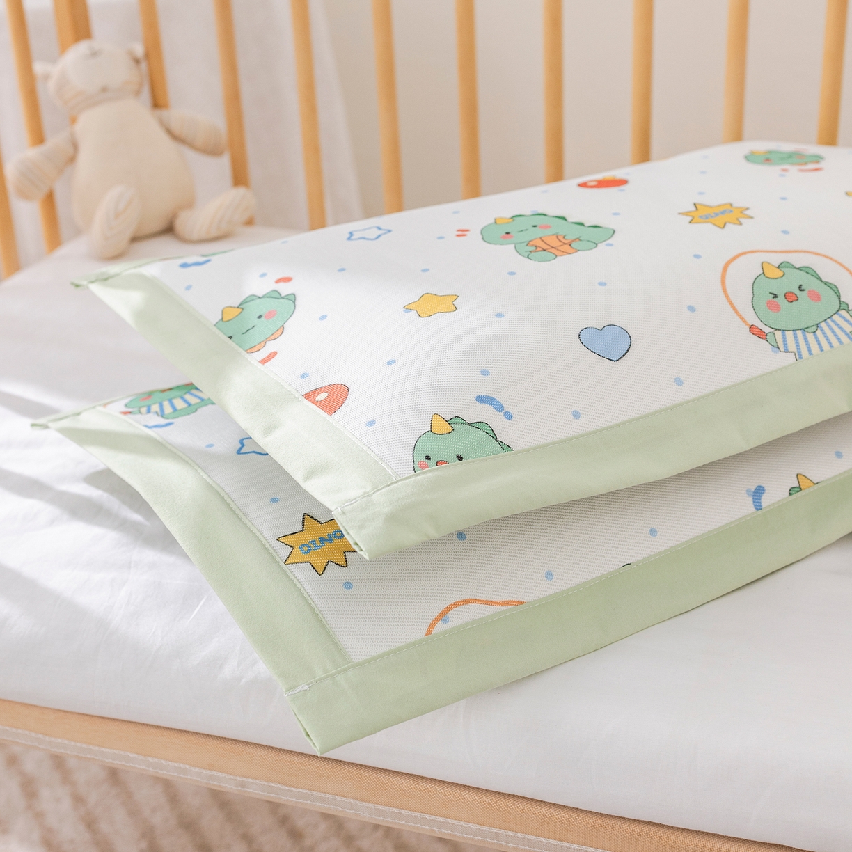 91家纺网 家纺一手货源 找家纺 荷马之梦 2026新款A类母婴原创卡通冰丝儿童枕套 运动恐龙