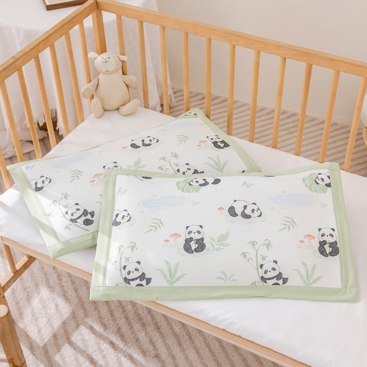 91家纺网 家纺一手货源 找家纺 荷马之梦 2026新款A类母婴原创卡通冰丝儿童枕套 萌趣熊猫