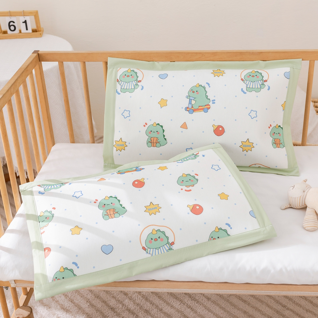 91家纺网 家纺一手货源 找家纺 荷马之梦 2026新款A类母婴原创卡通冰丝儿童枕套 运动恐龙