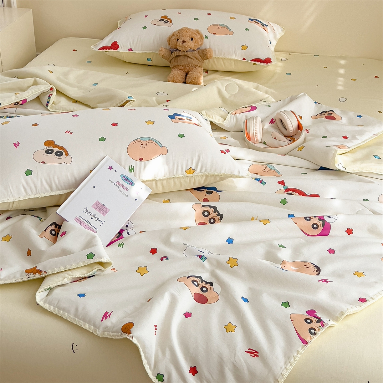 91家纺网 家纺一手货源 找家纺 兄弟坊 2026新款正版授权卡通全棉13370印花夏被夏凉被儿童被 夏被四件套 春日部小新