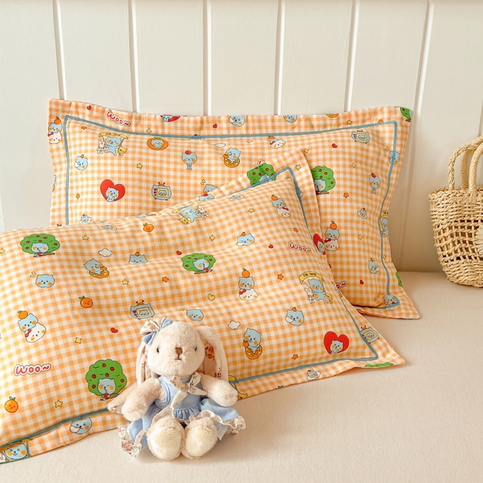 91家纺网 家纺一手货源 找家纺 百寐 2026新款母婴A类双层棉纱枕套婴幼儿卡通宝宝枕套子母信封枕套 开心酷儿