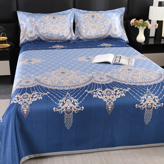 91家纺网 家纺一手货源 找家纺 绒品壹家家纺 2026新款立体数码印花凉感丝冰丝席软凉席席子三件套 富丽堂皇