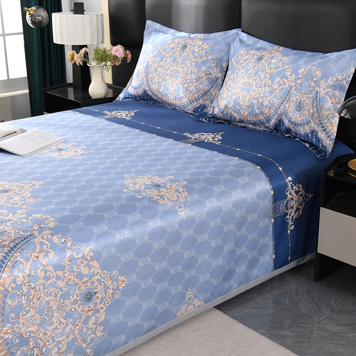 91家纺网 家纺一手货源 找家纺 绒品壹家家纺 2026新款立体数码印花凉感丝冰丝席软凉席席子三件套 富丽堂皇